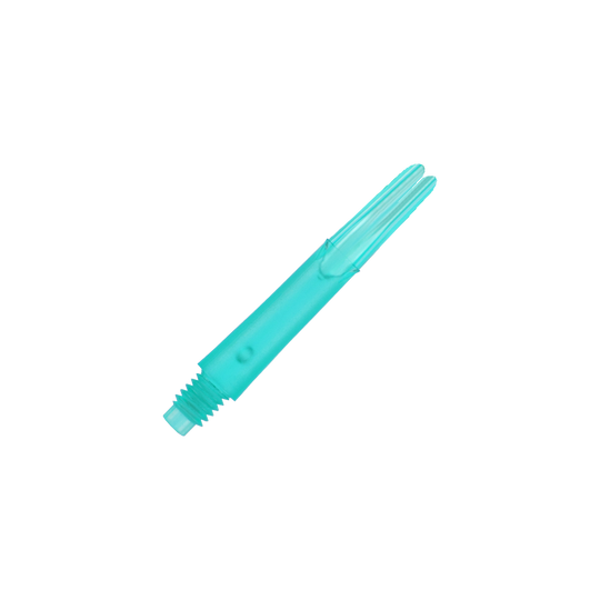 L-L-Style-Shafts Uzamčené rovné - Emerald Auf dem Bild ist ein gerader, transparenter, smaragdgrüner Schaft zu sehen. Es handelt sich um ein Ersatzteil für einen Dartpfeil ohne Kappen.