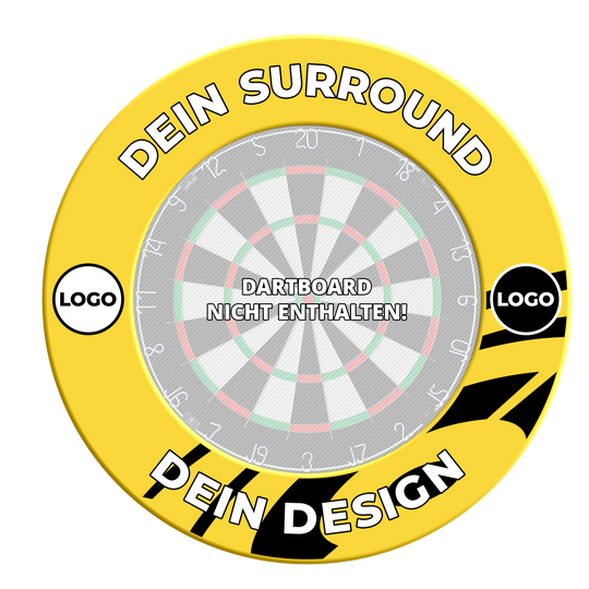 Dieses Bild zeigt das Produkt MSF-Gelb_Dartboard_Surround_Wunschdruck_Gelb_3. Es handelt sich um einen gelben Dartboard-Surround mit individuellem Wunschdruck.
