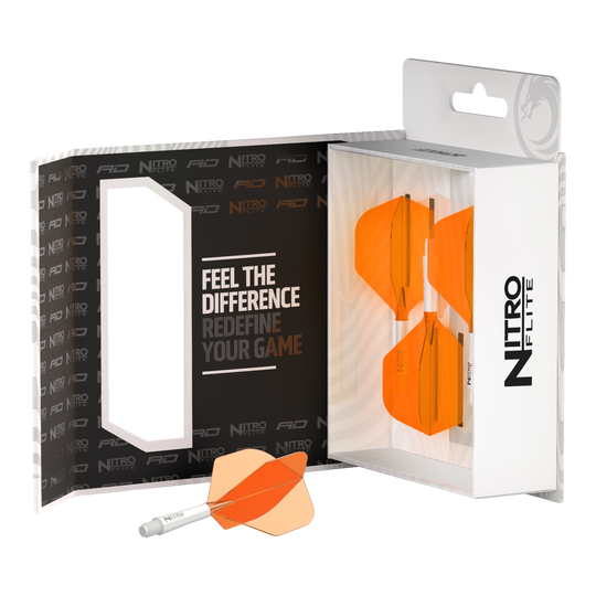 Letky Red Dragon Nitroflite White Shaft Orange No2 Abgebildet ist der Red Dragon Nitroflite White Shaft Orange Flights No2. Der Dart-Schaft ist weiß und die Flights sind orange.