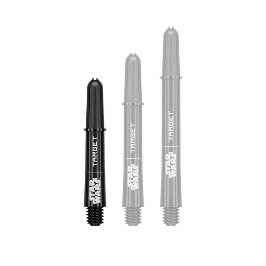 Násadky Target Star Wars ProGrip - černé Abbildung eines kurzen Dart-Schafts aus der Datei 380420_Target_StarWars_ProGrip_Shafts_Schwarz_Short_34mm_1. Es handelt sich um einen schwarzen ProGrip Dart-Schaft in kurzer Ausführung.