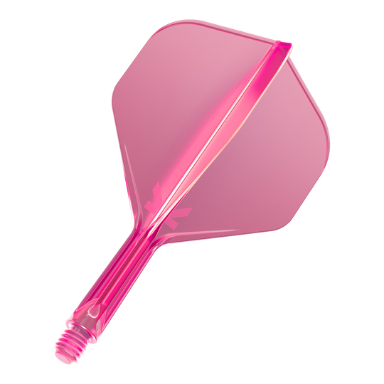 Standardní letový systém Target K-Flex No2 - neonově růžový Das Bild zeigt ein neonpinkes Dart-Flight-System. Es besteht aus einem Schaft mit aufgesetztem Flight in moderner, transparenter Optik.