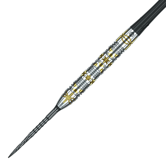 Ocelové šipky Caliburn Halo H1 - 22,5 g Das Bild zeigt die Caliburn Halo H1 Steeldarts mit einem Gewicht von 22,5 g. Die Darts haben ein elegantes Design und sind besonders für präzise Würfe geeignet.