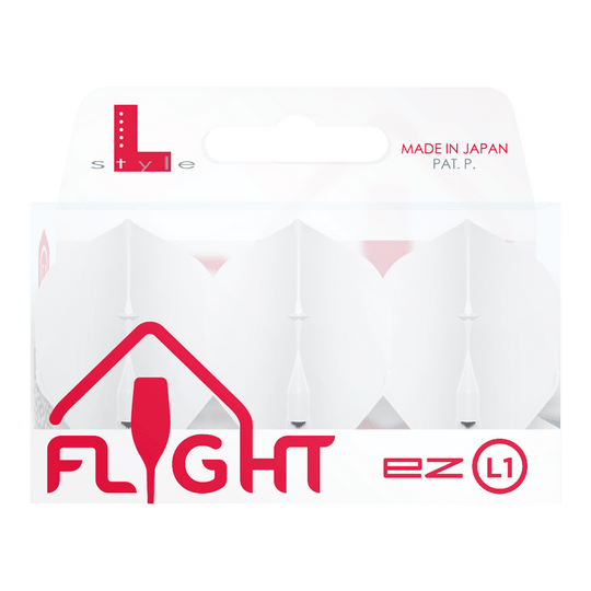Standardní lety L-Style Champagne L1EZ Die Abbildung zeigt eine Packung der "L-Style Champagne L1EZ Standard Flights". Die Flights sind weiß und werden in Japan hergestellt.