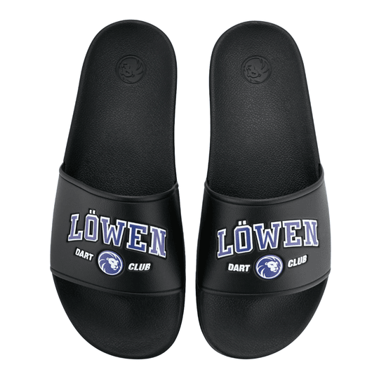 Löwen Collection DARTIletten Abgebildet sind Löwen Kollektion DARTIletten Schuhe. Diese Schuhe sind Teil einer limitierten Kollektion für Dartfans.