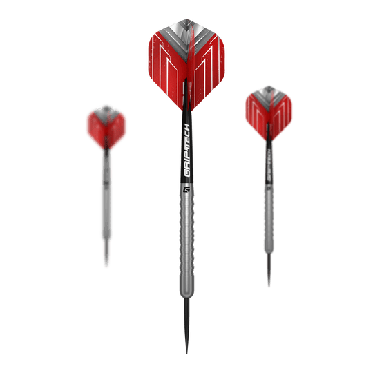 GOAT Podium Silver Steeldarts sind als kompletter Satz abgebildet. Alle enthaltenen Teile sind übersichtlich dargestellt.