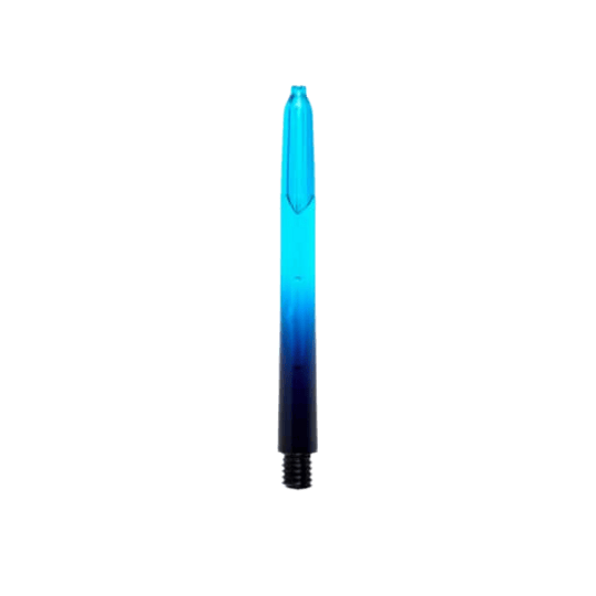 Pánské šachty Pentathlon Vignette Plus černé/azurové Das Bild zeigt einen Pentathlon Vignette Plus Shaft in den Farben Schwarz und Cyan. Der Schaft hat ein Farbverlauf-Design, das von unten nach oben von Schwarz zu Cyan wechselt.