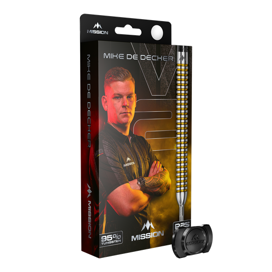 Ocelové šipky Mission Mike De Decker V2 R2.5 Zu sehen sind die Mission Mike De Decker V2 R2.5 Steeldarts. Die Darts sind für präzises Werfen beim Steeldart entwickelt.