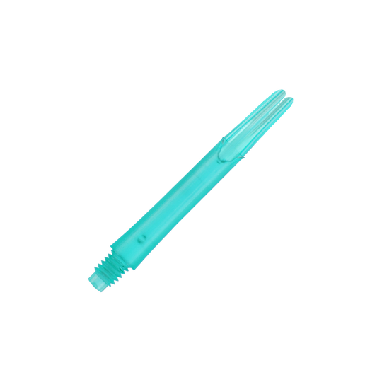 L-L-Style-Shafts Uzamčené rovné - Emerald Das Bild zeigt einen geraden, durchsichtigen, grünen Dart-Schaft. Der Schaft hat ein Schraubgewinde an einem Ende und ist 39 mm lang.