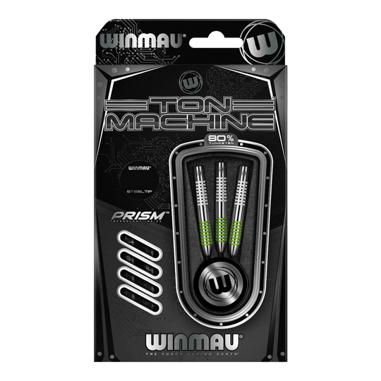 Ocelové šipky Winmau Ton Machine Die Abbildung zeigt die Winmau Ton Machine Steeldarts. Es handelt sich um hochwertige Dartpfeile für Steeldartspiele.