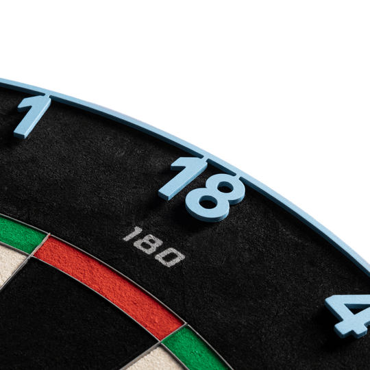 Ocelový terč Precise 180 Endorphine s číslovaným kroužkem - nekonečně modrá Zu sehen ist das Precise 180 Endorphine Steeldartboard mit Nummernring in Infinity Blue. Es ist eine hochwertige Dartscheibe für ambitionierte Spieler.