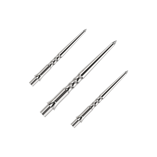 Ocelové hroty na šipky Caliburn System - Ripple - NoLip - stříbrné Das Bild zeigt einen Artikel mit dem Namen EVO011_Caliburn_Evo_System_Steeldartspitzen_Ripple_NoLip_Silber_28mm_1Set. Es handelt sich wahrscheinlich um ein Set aus silbernen Steeldartspitzen mit einer Länge von 28mm.