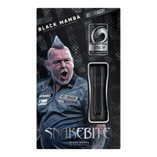 Red Dragon Peter Wright Uštknutí hadem Černá mamba Ocelové šipky Red Dragon Peter Wright Snakebite Black Mamba Steeldarts, Nahaufnahme von mehreren Darts. Hochwertige Verarbeitung und modernes Design.