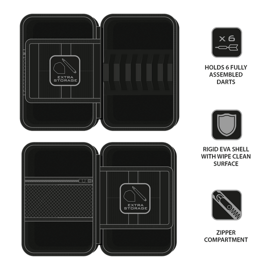 Pouzdro na šipky Harrow's Ryan Searle Player Pro6 Harrows Ryan Searle Player Pro6 Dartcase ist ein professionelles Dartcase für Spieler. Es bietet Platz für mehrere Darts und Zubehör.
