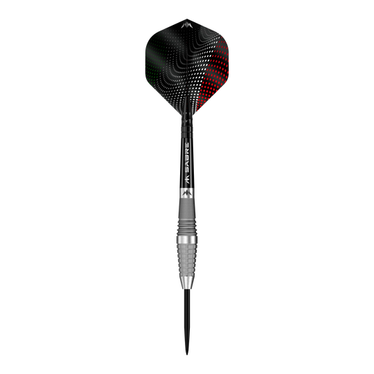 Mission Michele Turetta Sandblasted Steeldarts - 23g, abgebildet als einzelner Dartpfeil. Das Bild zeigt das Design und die sandgestrahlte Oberfläche dieses Produkts.