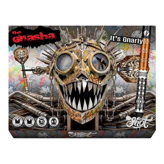 Měkké šipky Shot Gnarly Gnasha - 20g Auf dem Bild befinden sich die Shot Gnarly Gnasha Softdarts - 20g. Die Darts sind für das Spielen mit elektronischen Dartboards geeignet.