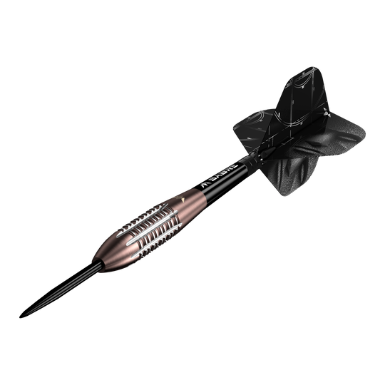 Mission Arkitekt Bronze Silica PVD Steeldarts - 23,5g Das Foto präsentiert die Mission Arkitekt Bronze Silika PVD Steeldarts, Gewicht 23,5g. Das Produktdesign hebt die bronzefarbene Beschichtung hervor.