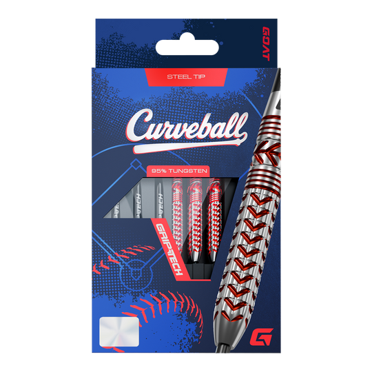 Šipky GOAT Curveball ocelové Das Foto stellt die GOAT Curveball Steeldarts dar. Die Pfeile sind klar und deutlich zu erkennen.