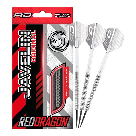 Ocelové šipky Red Dragon Javelin Das Bild zeigt die Red Dragon Javelin Steeldarts in voller Ansicht. Sie sind speziell für das professionelle Darten entwickelt.