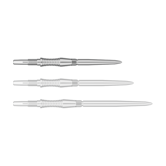 Auf dem Bild ist ein Objekt mit dem Dateinamen 340300_Target_Swiss_Point_Dartspitzen_Signature_RST_Silber_30mm_1 zu sehen. Wahrscheinlich handelt es sich um Dartspitzen in Silber mit einer Länge von 30 mm.