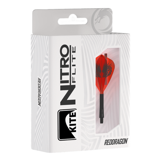 Das Bild zeigt die Red Dragon Nitro Flite - Jonny Clayton Kite Flights. Es handelt sich um spezielle Flights für Darts, entworfen im Jonny Clayton Design.