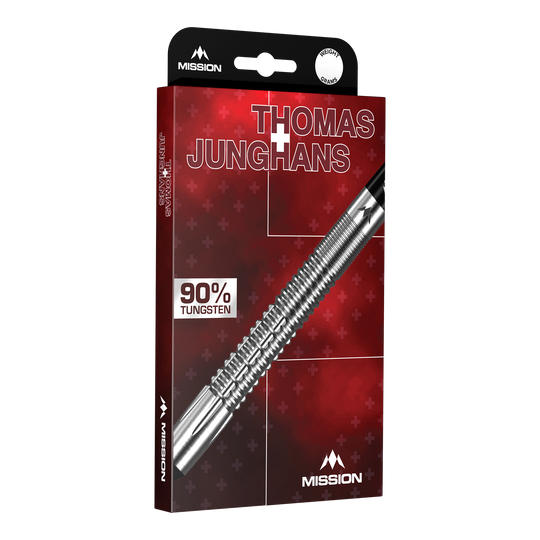 Mission Thomas Junghans Softdarts - 20g Das Bild zeigt die Mission Thomas Junghans Softdarts mit 20 Gramm. Die Darts sind modern gestaltet und liegen auf einer hellen Oberfläche.