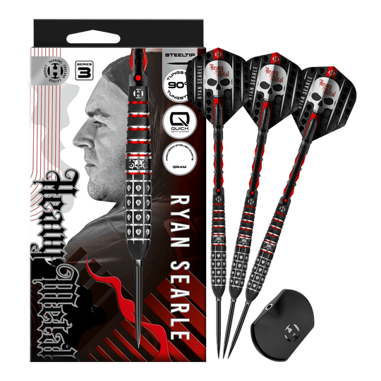 Harrow's Ryan Searle Series 3 Quick Point Steel Darts Auf dem Bild sind die Harrows Ryan Searle Series 3 Quick Point Steeldarts vollständig zu sehen. Diese Darts zeichnen sich durch hohe Qualität und gutes Design aus.