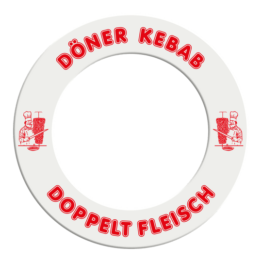Obložení terče McDart Döner Kebab - s vlastním textem Abgebildet ist das McDart Dartboard Surround Döner mit Wunschtext. Das Bild zeigt das Produkt in Detailansicht.