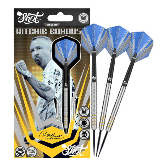Šipky Shot Ritchie Edhouse Core Steel Abgebildet sind die Shot Ritchie Edhouse Core Steeldarts in voller Ansicht. Sie überzeugen durch ihr hochwertiges Design.