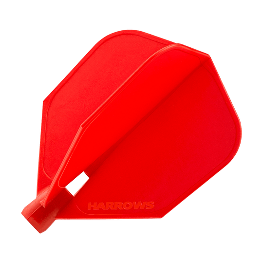 HRC-130_Harrows_Clic_Standard_Flight_Red_11lEtsAxS3LwIL Das Bild zeigt rote Harrows Clic Standard Flights für Darts. Der Flight hat eine klassische, sechseckige Form und ist komplett in Rot gehalten.