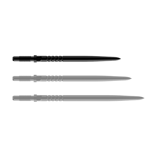 Špičky šipek Bulls NL Convertible Point - s kroužkovým úchopem - černé Abgebildet ist ein Dartspitzen-Set. Es handelt sich um BullsNL Convertible Points mit Ringed Grip in Schwarz, 32mm.