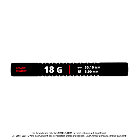 Zu sehen sind McDart Ring 2 Softdart Barrels mit 18g Gewicht. Diese Softdart-Barrels haben ein doppeltes Ringdesign.