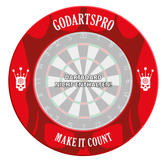 Obložení terče Go Darts Pro Das Bild heißt DBS-GDP3_GoDartsPro_Dartboard_Surround_Rot_1. Es scheint ein rotes Dartboard-Surround darzustellen.