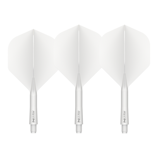 Red Dragon Nitroflite White Shaft White Flights No.2 Abgebildet sind die Red Dragon Nitroflite White Shaft White Flights No2. Diese Flights und Shafts sind in Weiß gehalten.