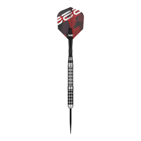 Ocelové šipky Niels Zonneveld V2 Dies ist ein Steeldart aus der Serie "Shot Niels Zonneveld V2". Der Dart hat ein silbernes, geriffeltes Barrel und schwarze sowie rote Flights.