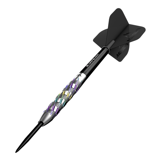Ocelové šipky Mission Shuriken Mission Shuriken Steeldarts werden auf diesem Foto dargestellt. Die Steeldarts sind gut sichtbar und detailliert abgebildet.