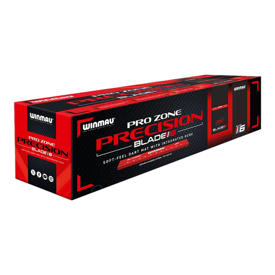 Podložka na šipky Winmau Pro Zone Precision Blade 6 Soft Abgebildet ist die Winmau Pro Zone Precision Blade 6 Soft Dartmatte. Die Matte eignet sich ideal für Softdarts und präzises Spielen.