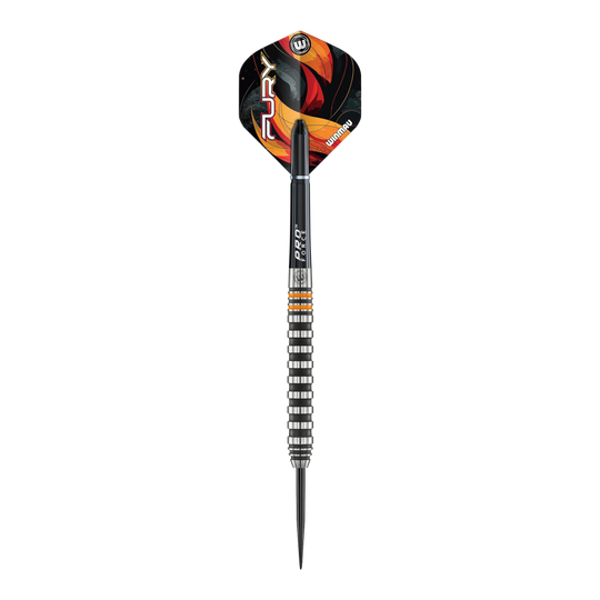 Ocelové šipky Winmau Fury - 22g Hier sieht man die Winmau Fury Steeldarts - 22g. Die Darts bieten ein ausgewogenes Wurfgefühl für Dartspieler.
