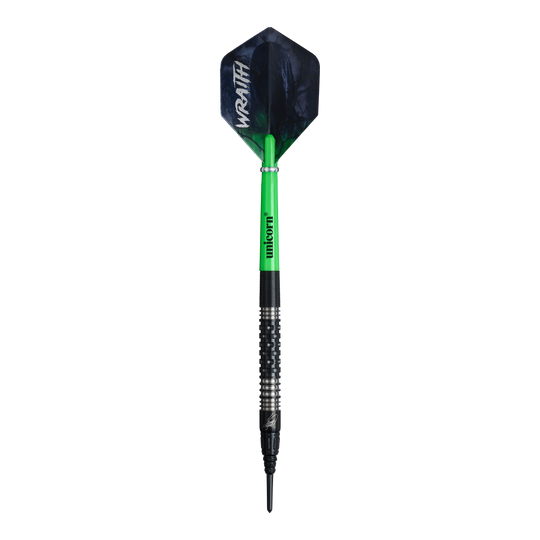 Měkké šipky Unicorn Wraith James Wade - 19g Das Foto zeigt die Unicorn Wraith James Wade Softdarts - 19g. Es handelt sich um hochwertige Softdarts für ambitionierte Spieler.
