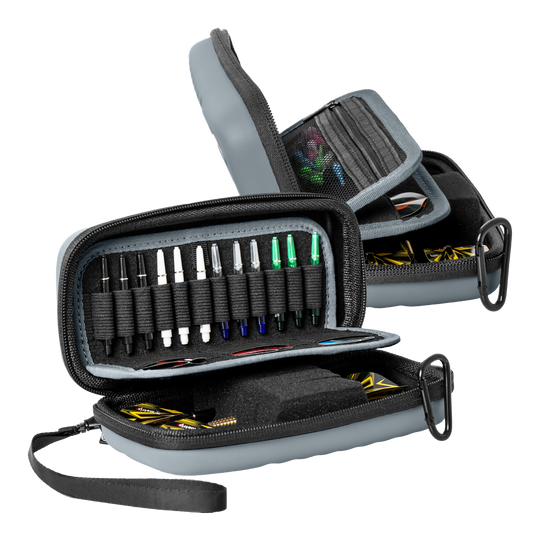 Pouzdro na šipky Bulls Orbis S - šedé Das Produkt Bulls Orbis S Dartcase - Grau ist auf dem Bild zu sehen. Es handelt sich um ein stabiles Dartcase für den sicheren Transport von Darts.