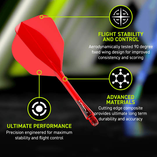 Systém letky Winmau Fusion č. 6, červená Abgebildet ist das Winmau Fusion Flight-Shaft-System No6 in Rot. Es ist als hochwertiges Flight- und Shaft-System für Dartpfeile konzipiert.