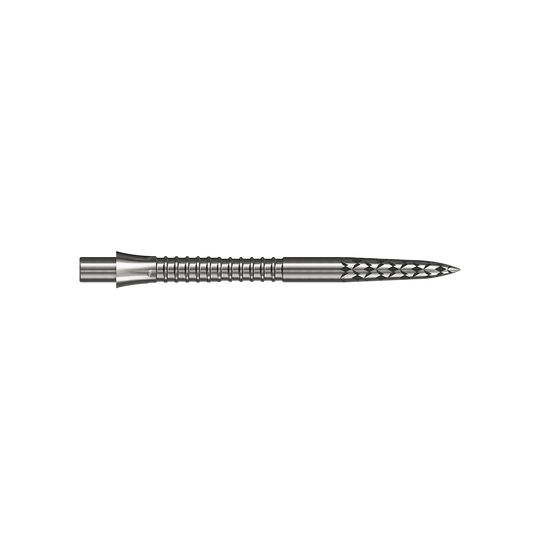 Špičky na šipky Mission Caliburn EVO s logem GV - stříbrné Eine silberfarbene Steeldartspitze mit einer Länge von 32 mm ist auf dem Bild zu sehen. Das Bild trägt den Dateinamen M002128_Missoin_Caliburn_EVO_GV-Logo_Steeldartspitzen_Silber_32mm_2.