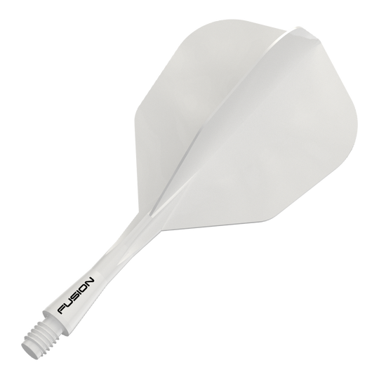Letka Winmau Fusion System No.6 Solid White Das Bild zeigt das Winmau Fusion Flight Shaft System No6 in Weiß, 22mm. Abgebildet ist vermutlich ein Dart-Zubehörteil.