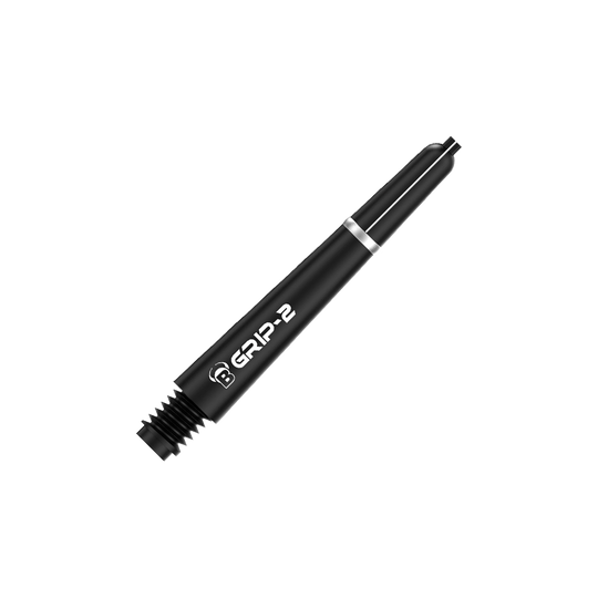 Das Bild zeigt den Bulls B-Grip-2 SL Shaft in Schwarz. Der Schaft hat ein schlankes Design mit weißer Aufschrift.