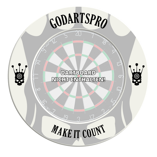 Obložení terče Go Darts Pro Dieses Bild zeigt ein weißes Dartboard Surround. Das Produkt wird aus einem anderen Blickwinkel fotografiert.