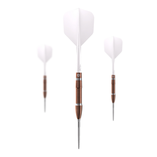 Ocelové šipky Caliburn Big Cats Lion Das Foto präsentiert ein Set von Caliburn Big Cats Lion Steeldarts. Alle Darts aus dem Set sind zusammen dargestellt.