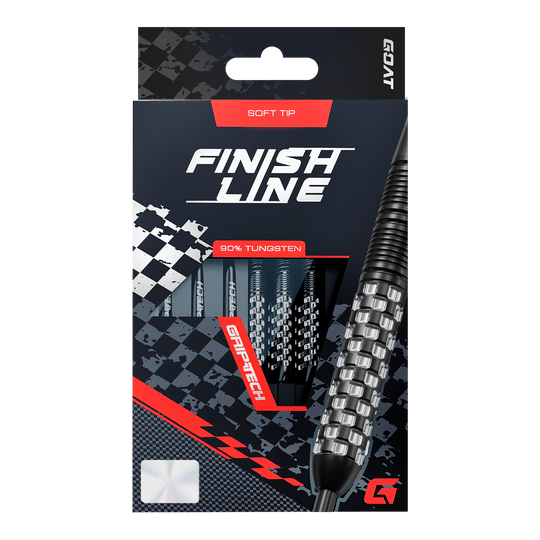 Měkké šipky GOAT Finish Line - 20g Das Produkt GOAT Finish Line Tungsten Softdarts - 20g ist auf diesem Bild dargestellt. Die Darts bieten gute Kontrolle beim Werfen.
