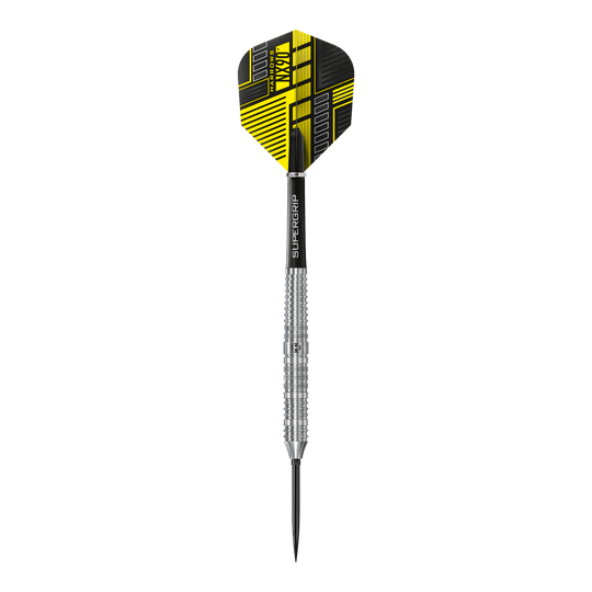 Abgebildet sind die Harrows NX90 Parallel Quick Point Steeldarts. Die Darts haben ein modernes Design und sind speziell für Präzision entwickelt.