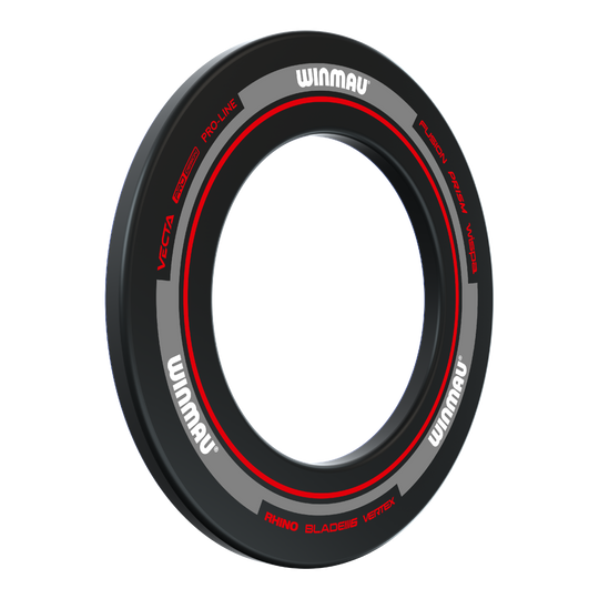 Kryt na terč Winmau Advance - černočervený Das Bild zeigt den Winmau Advance Dartboard Surround in Schwarz und Rot. Der Surround ist rund und schützt die Wand um die Dartscheibe.