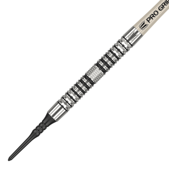 Měkké šipky Target EXO 10 Das Bild zeigt einen Target EXO 10 Softdart. Der Dartpfeil hat ein silbernes, gerilltes Griffstück und eine schwarze Kunststoffspitze.