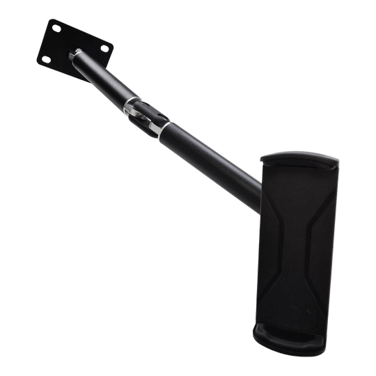 Nástěnný držák tabletu McDart TABFlex s flexibilním ramenem Die Abbildung zeigt die McDart TABFlex Tablet-Wandhalterung mit flexiblem Arm. Diese Halterung ist schwarz und lässt sich an der Wand befestigen, um ein Tablet sicher zu halten.